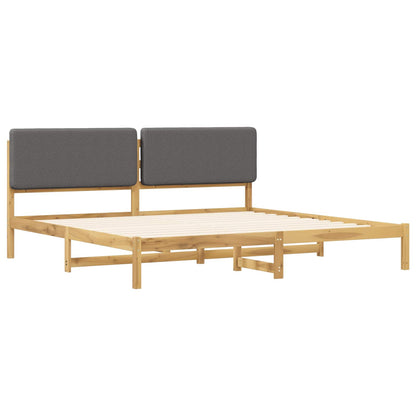 Bed Frame with Upholstered Headboard Length 200 cm Whitewash and Light Grey 200 cm