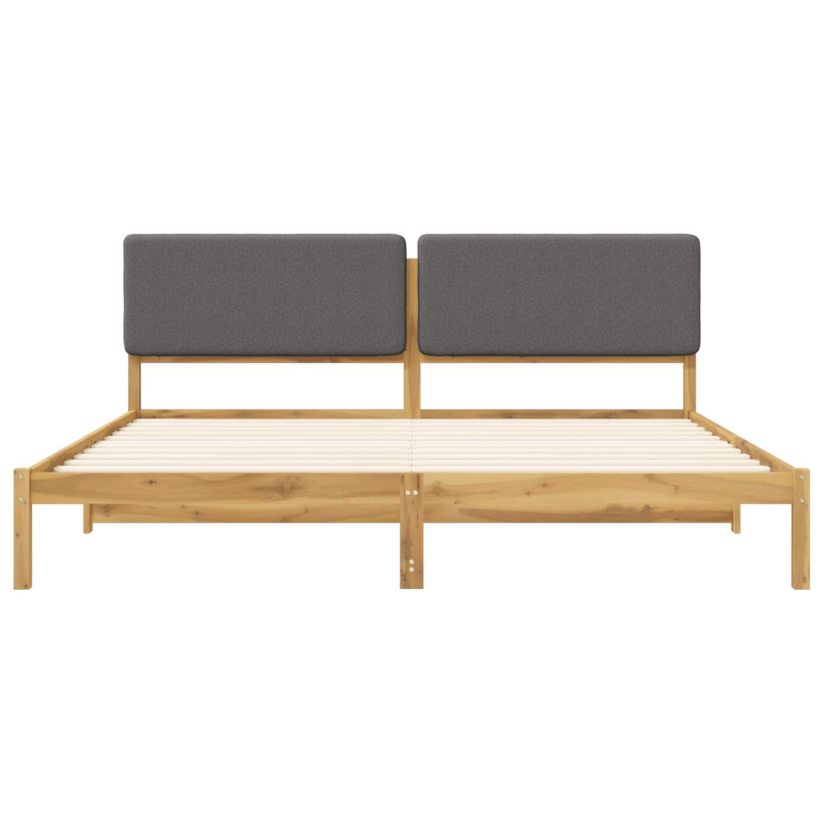 Bed Frame with Upholstered Headboard Length 200 cm Whitewash and Light Grey 200 cm