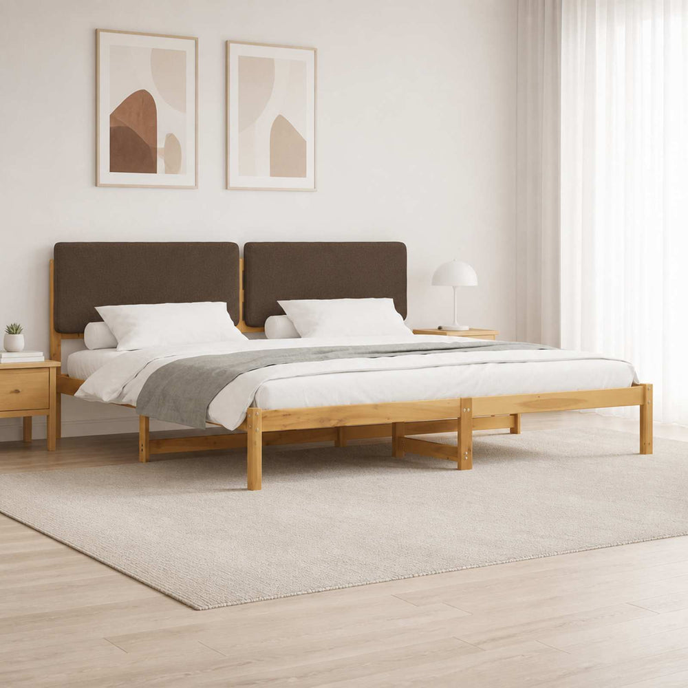 vidaXL Bed Frame with Upholstered Headboard Length 200 cm Whitewash and Taupe