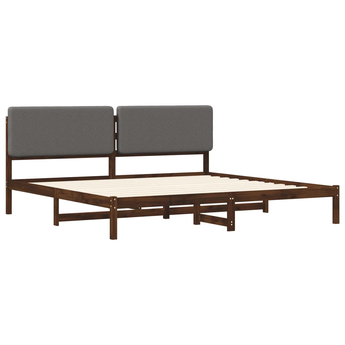 vidaXL Bed Frame with Upholstered Headboard Dark Brown and Light Grey 3