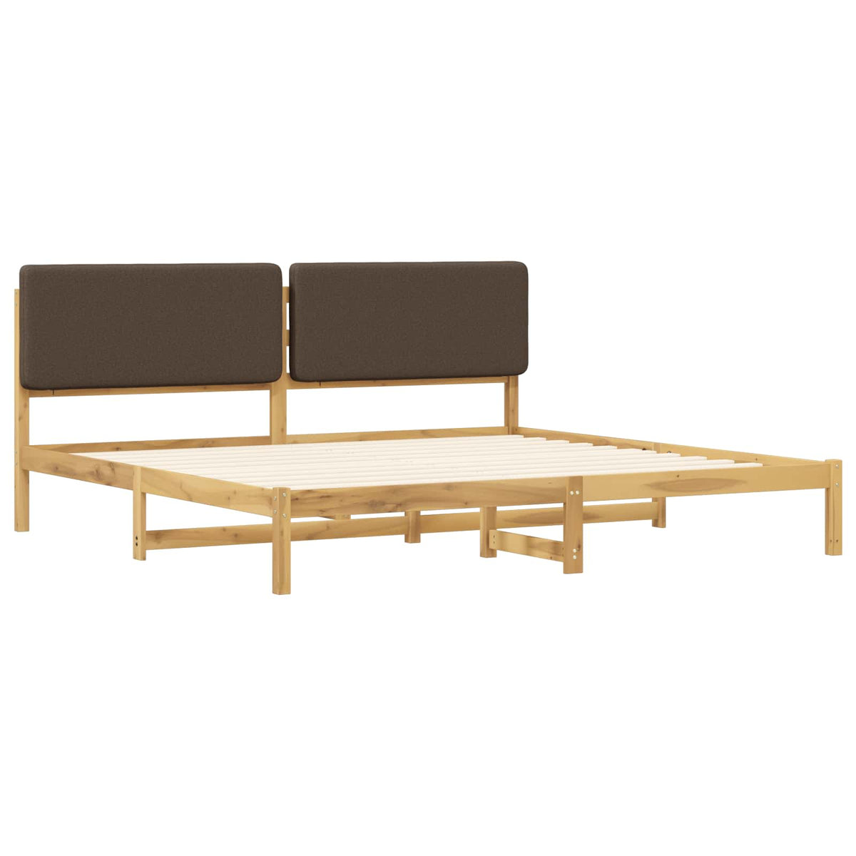 Bed Frame with Upholstered Headboard Length 200 cm Whitewash and Taupe 180 cm