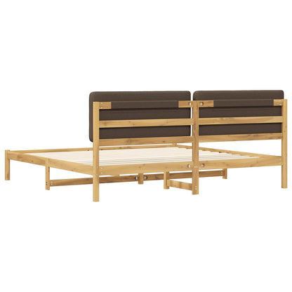 Bed Frame with Upholstered Headboard Length 200 cm Whitewash and Taupe 180 cm