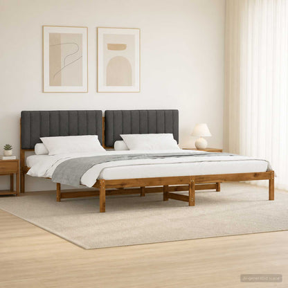 Bed Frame with Upholstered Headboard Length 200 cm Natural and Dark Grey 200 cm