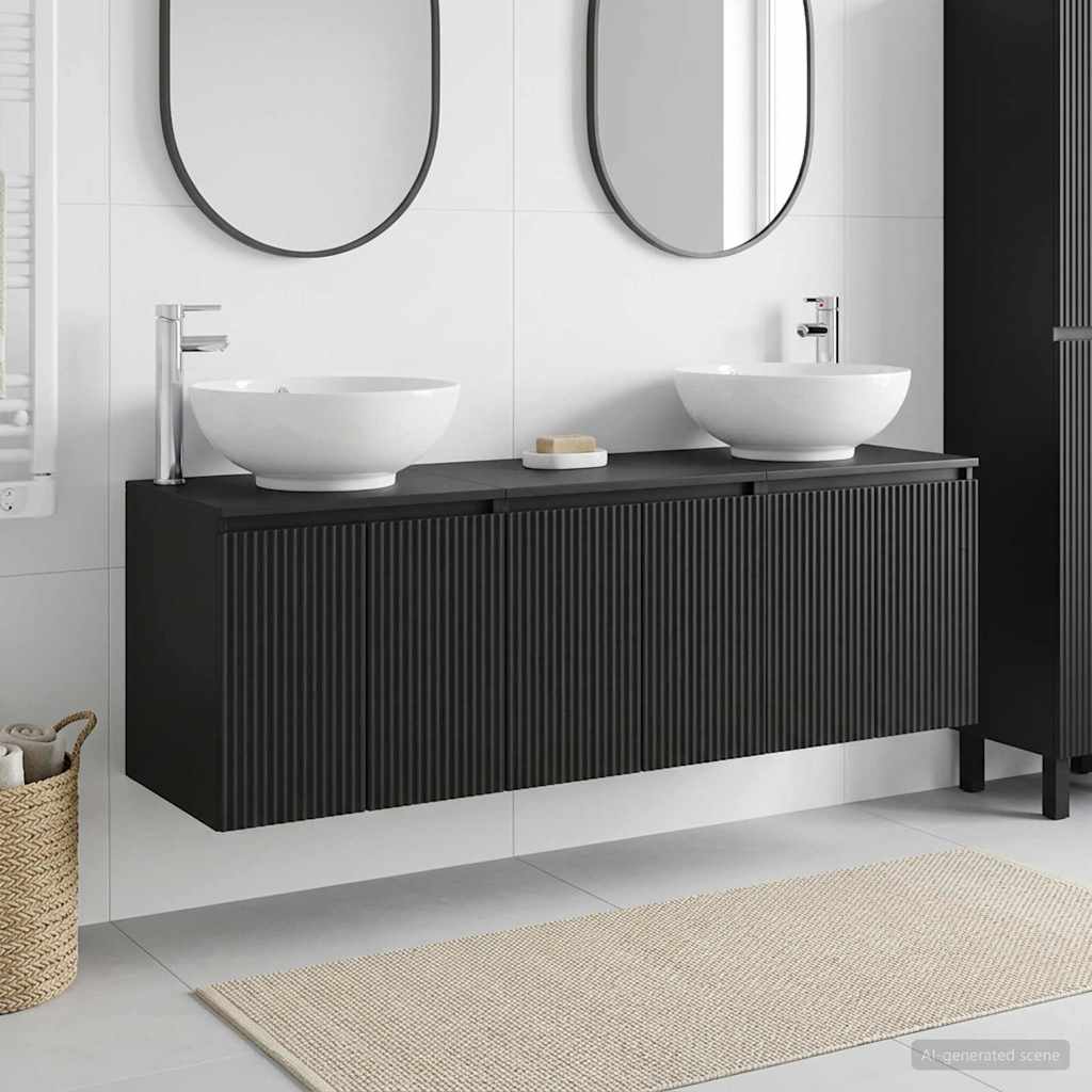 vidaXL Bathroom Cabinet Set 3 pcs Black 49.5 x 44.5 x 65 cm 1