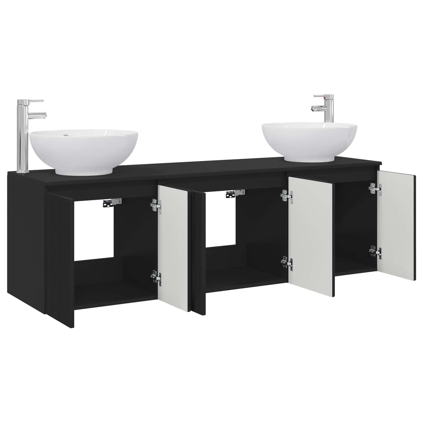 vidaXL Bathroom Cabinet Set 3 pcs Black 49.5 x 44.5 x 65 cm 3