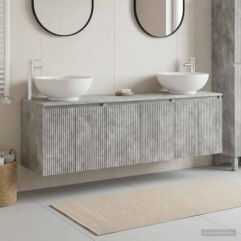 vidaXL Bathroom Cabinet Set 3 pcs Concrete Grey 49.5 x 44.5 x 65 cm 1