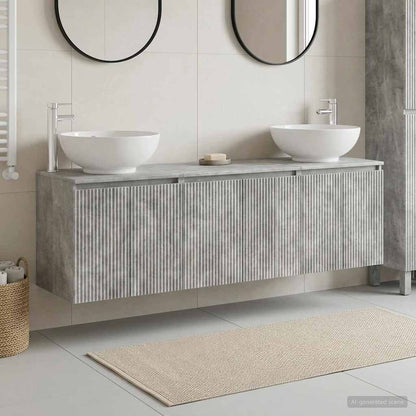 vidaXL Bathroom Cabinet Set 3 pcs Concrete Grey 49.5 x 44.5 x 65 cm 1