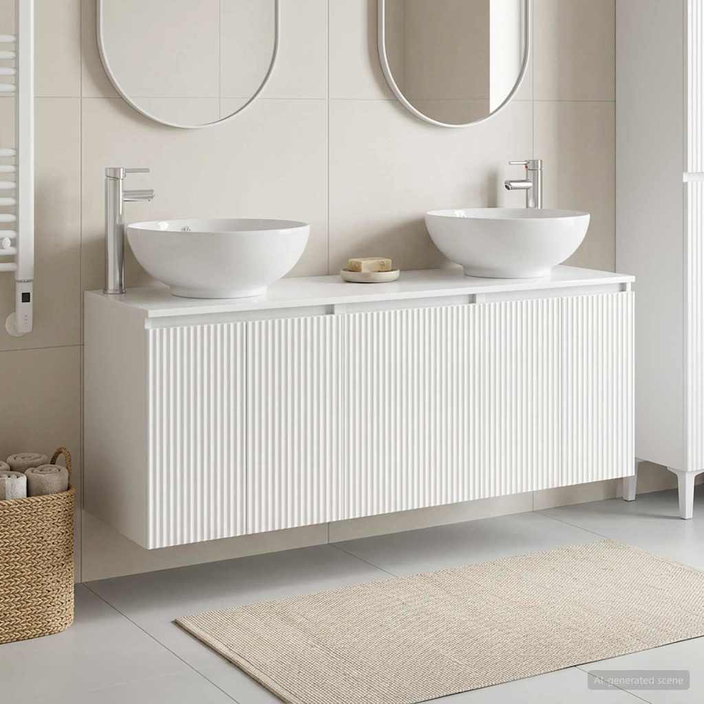 vidaXL Bathroom Cabinet Set 3 pcs High Gloss White 49.5 x 44.5 x 65 cm 1