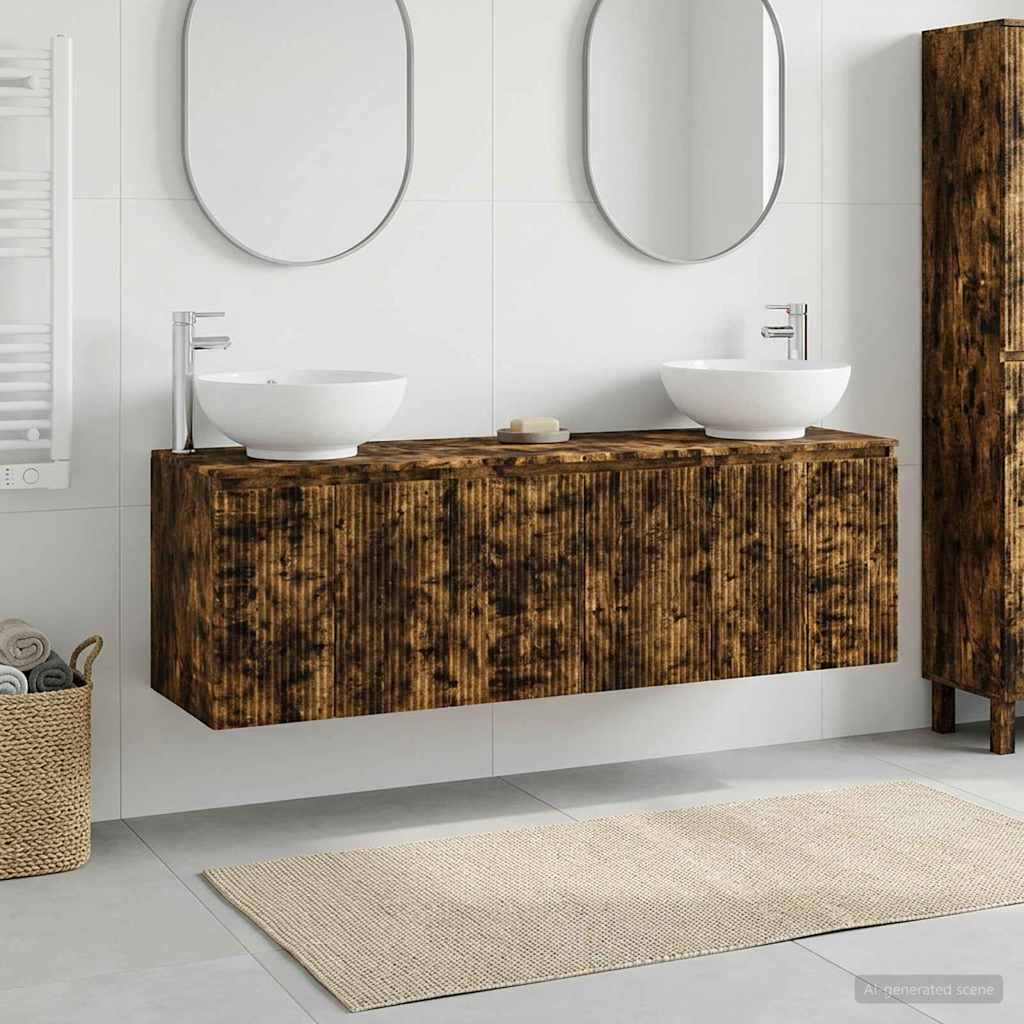 vidaXL Bathroom Cabinet Set 3 pcs Smoked Oak 49.5 x 44.5 x 65 cm 1