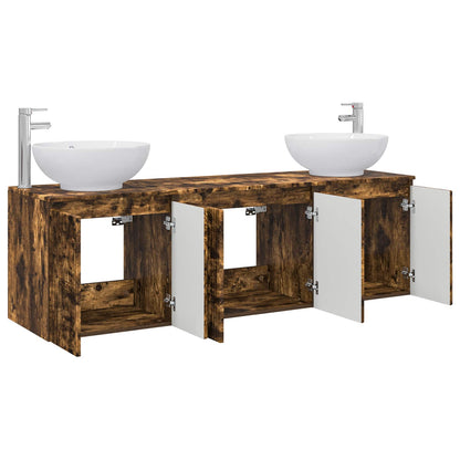 vidaXL Bathroom Cabinet Set 3 pcs Smoked Oak 49.5 x 44.5 x 65 cm 3