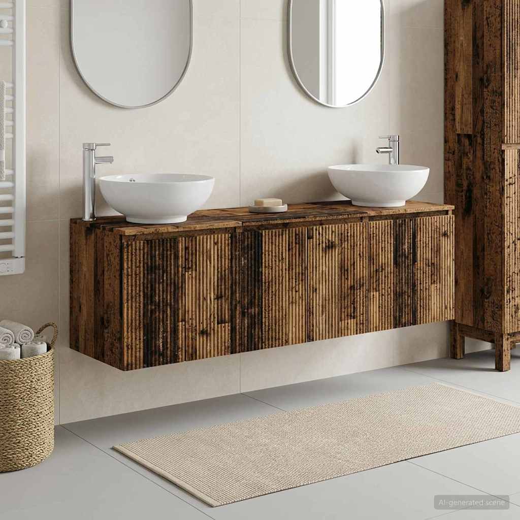 vidaXL Bathroom Cabinet Set 3 pcs Old Wood 49.5 x 44.5 x 65 cm 1