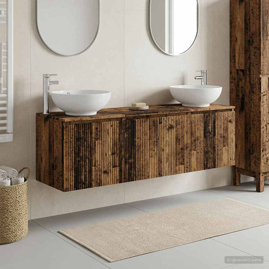 vidaXL Bathroom Cabinet Set 3 pcs Old Wood 49.5 x 44.5 x 65 cm 1