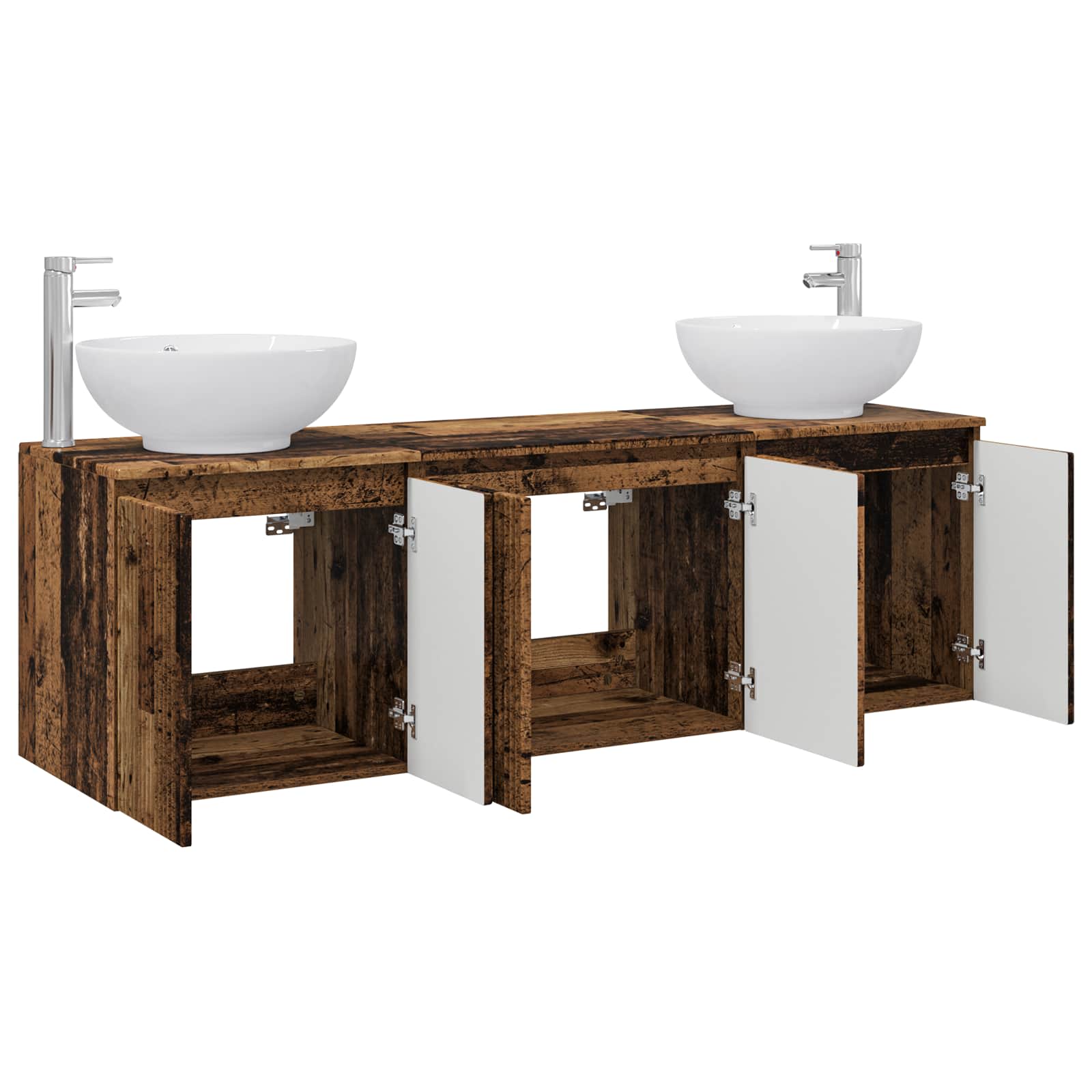 vidaXL Bathroom Cabinet Set 3 pcs Old Wood 49.5 x 44.5 x 65 cm 3