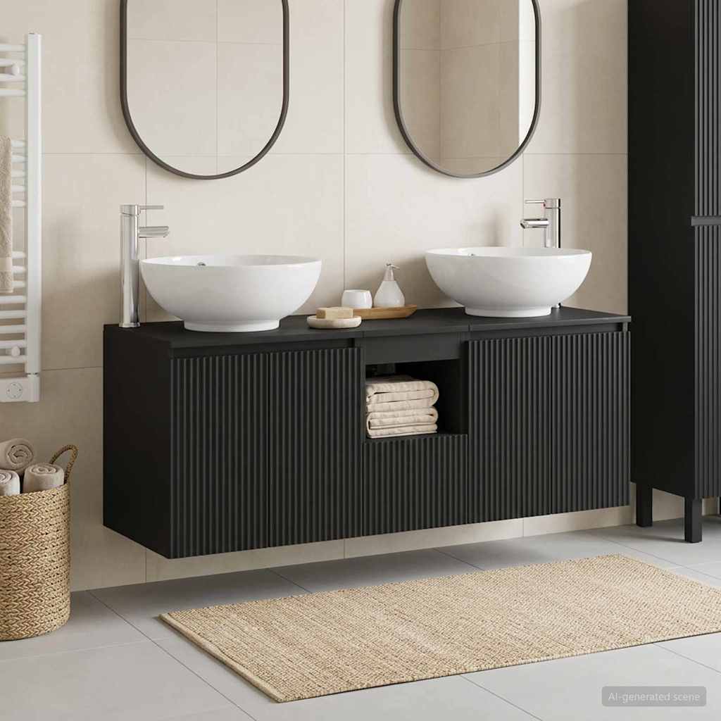 vidaXL Bathroom Cabinet Set 3 pcs Black 49.5 x 44.5 x 65 cm 1