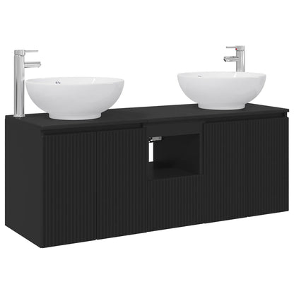 vidaXL Bathroom Cabinet Set 3 pcs Black 49.5 x 44.5 x 65 cm 2