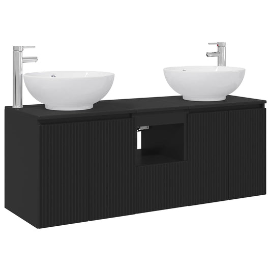 vidaXL Bathroom Cabinet Set 3 pcs Black 49.5 x 44.5 x 65 cm 2