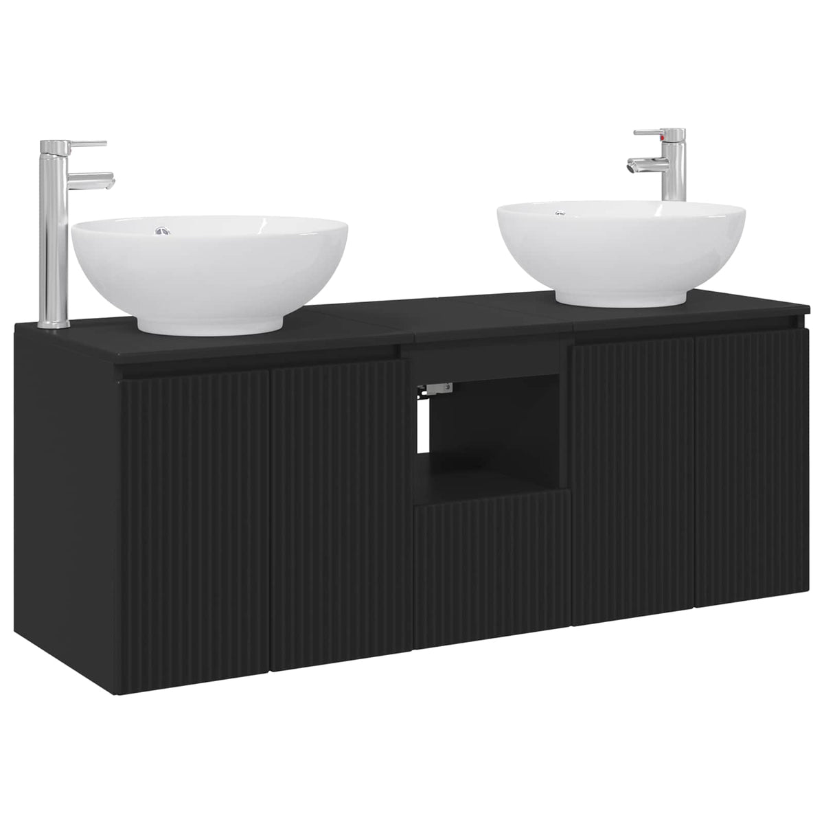 Bathroom Cabinet Set 3 pcs 129 x 44.5 x 80 cm Black