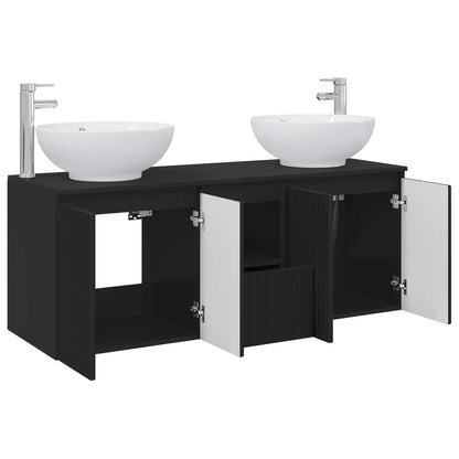 vidaXL Bathroom Cabinet Set 3 pcs Black 49.5 x 44.5 x 65 cm 4