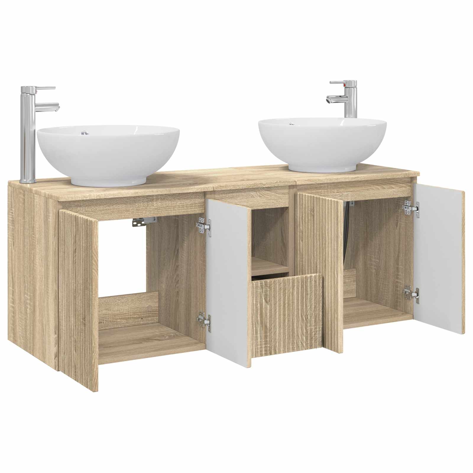 vidaXL Bathroom Cabinet Set 3 pcs Sonoma Oak 49.5 x 44.5 x 65 cm 4