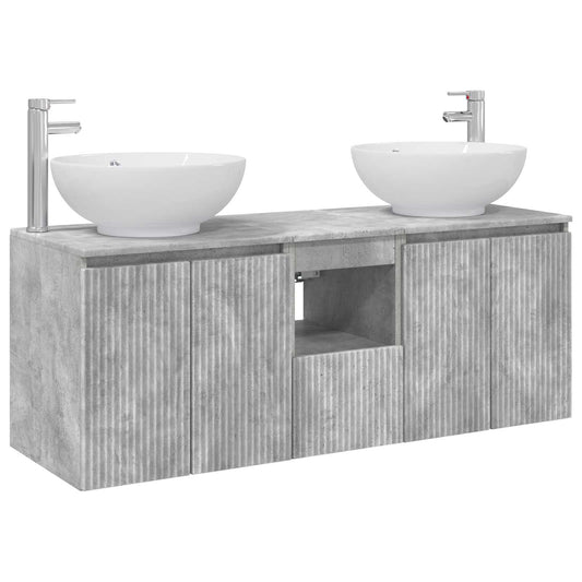 vidaXL Bathroom Cabinet Set 3 pcs Concrete Grey 49.5 x 44.5 x 65 cm 2