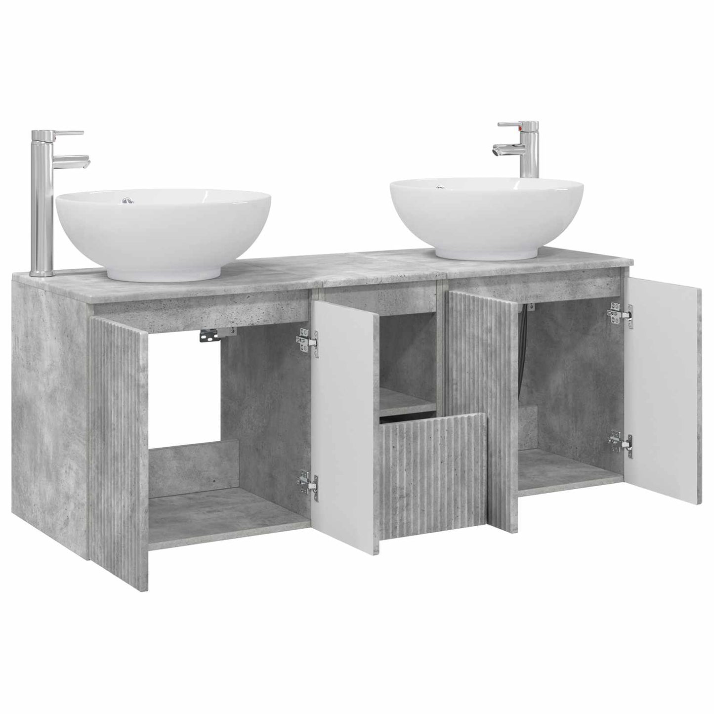 vidaXL Bathroom Cabinet Set 3 pcs Concrete Grey 49.5 x 44.5 x 65 cm 4
