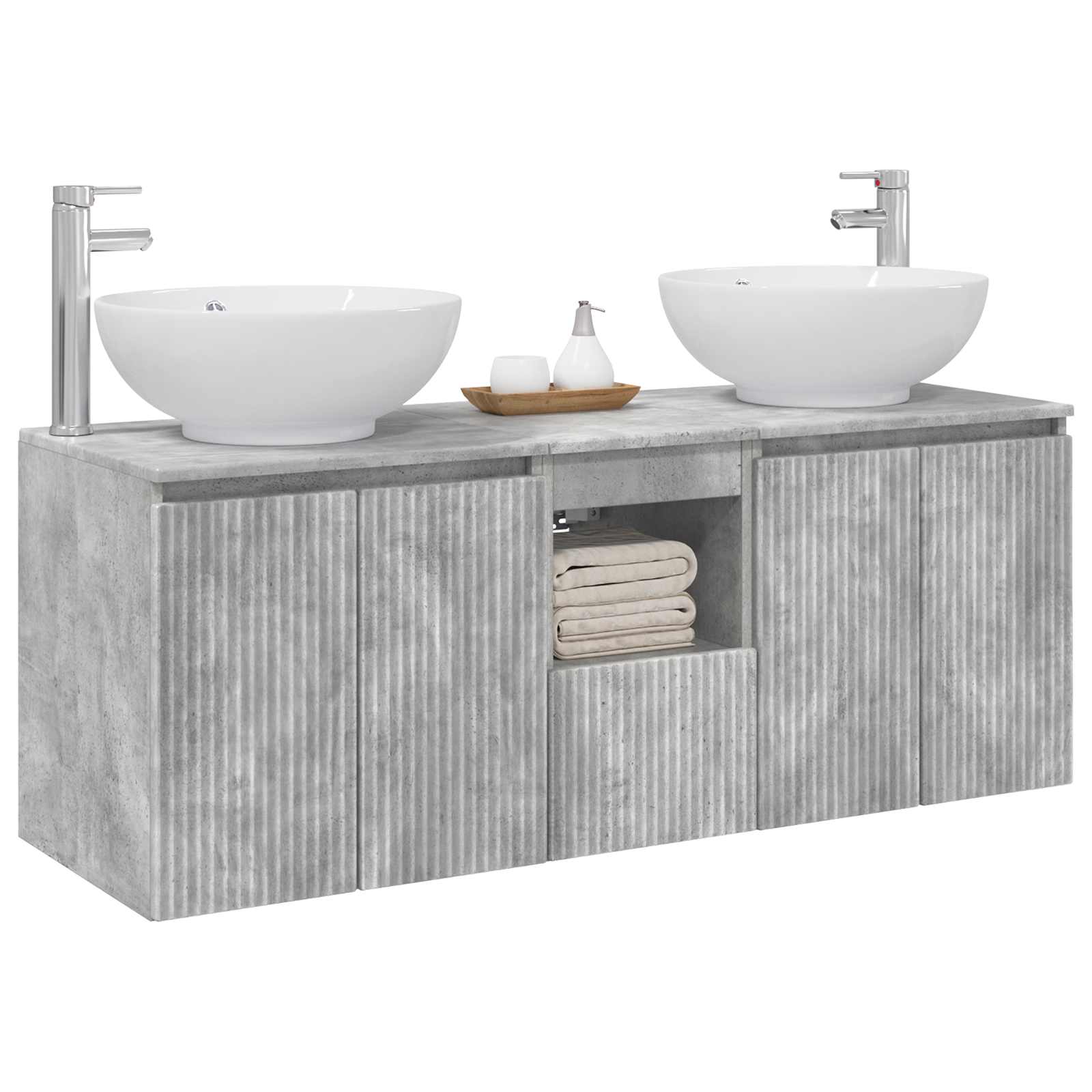 vidaXL Bathroom Cabinet Set 3 pcs Concrete Grey 49.5 x 44.5 x 65 cm 3
