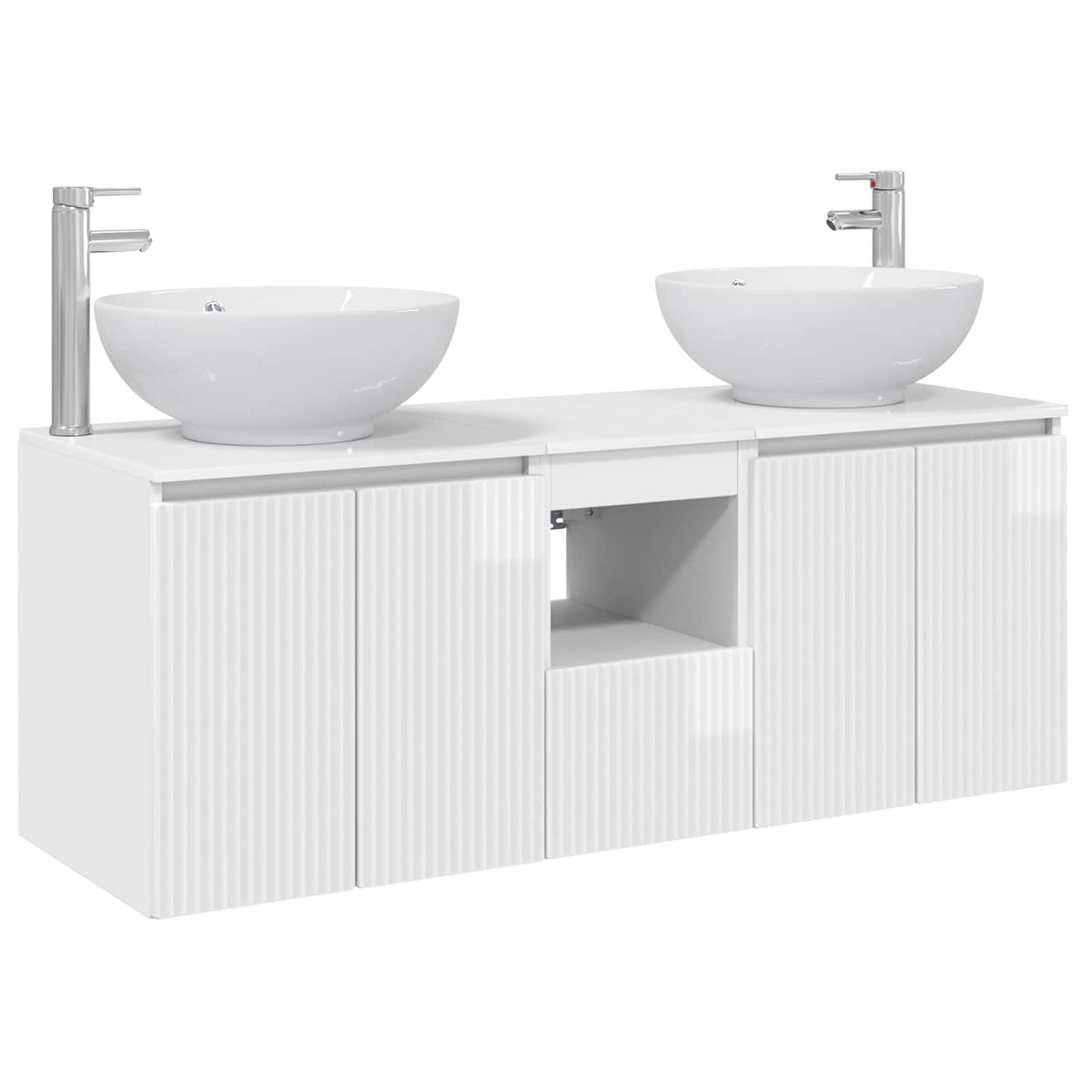 Bathroom Cabinet Set 3 pcs 129 x 44.5 x 80 cm High gloss white