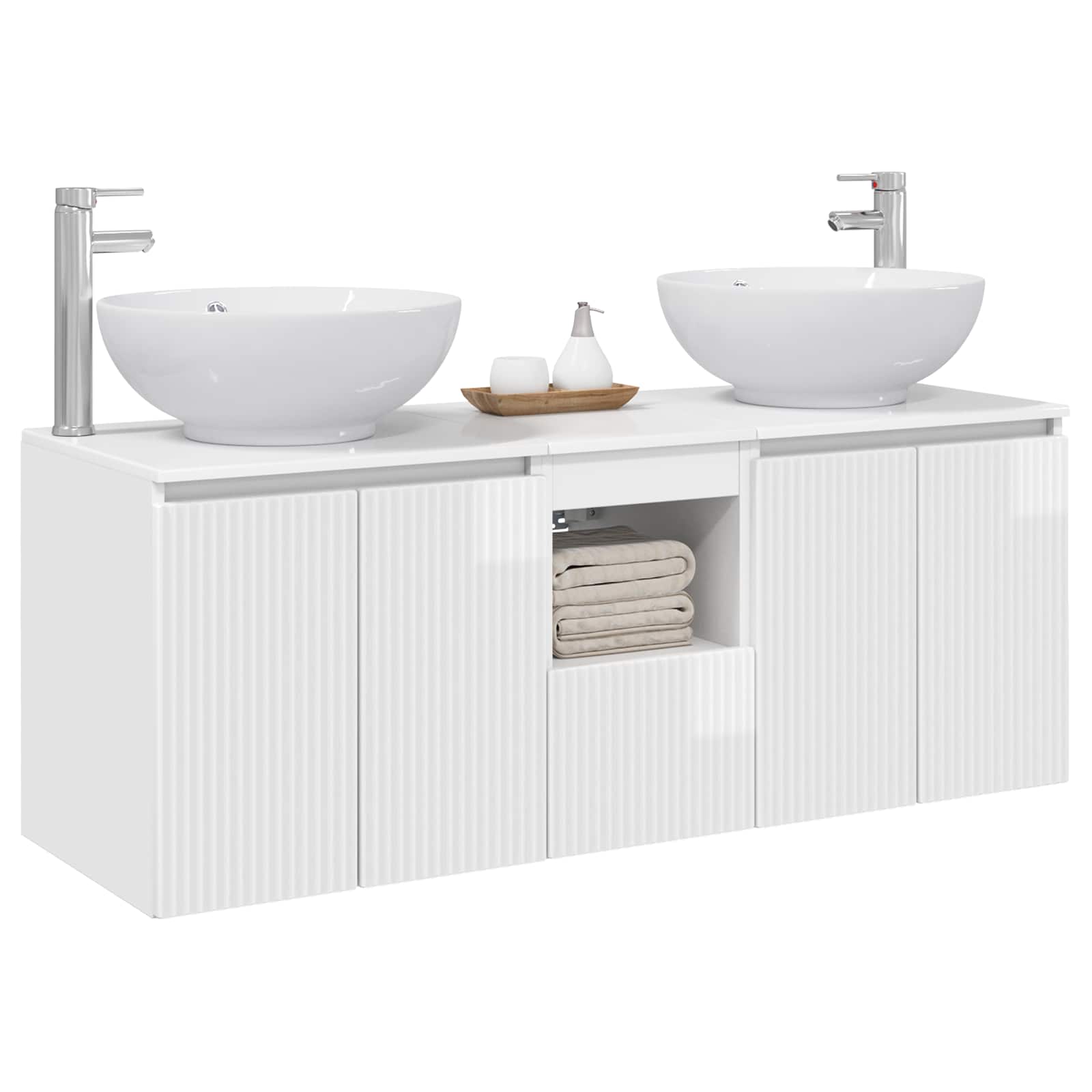 vidaXL Bathroom Cabinet Set 3 pcs High Gloss White 49.5 x 44.5 x 65 cm 3