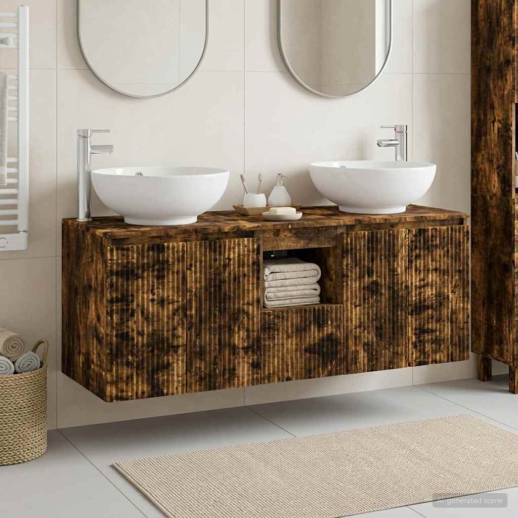 vidaXL Bathroom Cabinet Set 3 pcs Smoked Oak 49.5 x 44.5 x 65 cm 1