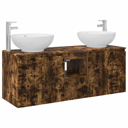 vidaXL Bathroom Cabinet Set 3 pcs Smoked Oak 49.5 x 44.5 x 65 cm 2
