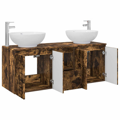 vidaXL Bathroom Cabinet Set 3 pcs Smoked Oak 49.5 x 44.5 x 65 cm 4