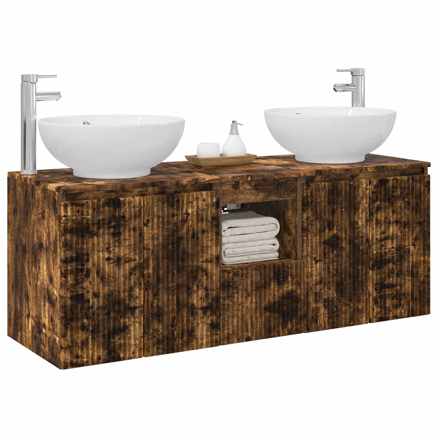 vidaXL Bathroom Cabinet Set 3 pcs Smoked Oak 49.5 x 44.5 x 65 cm 3