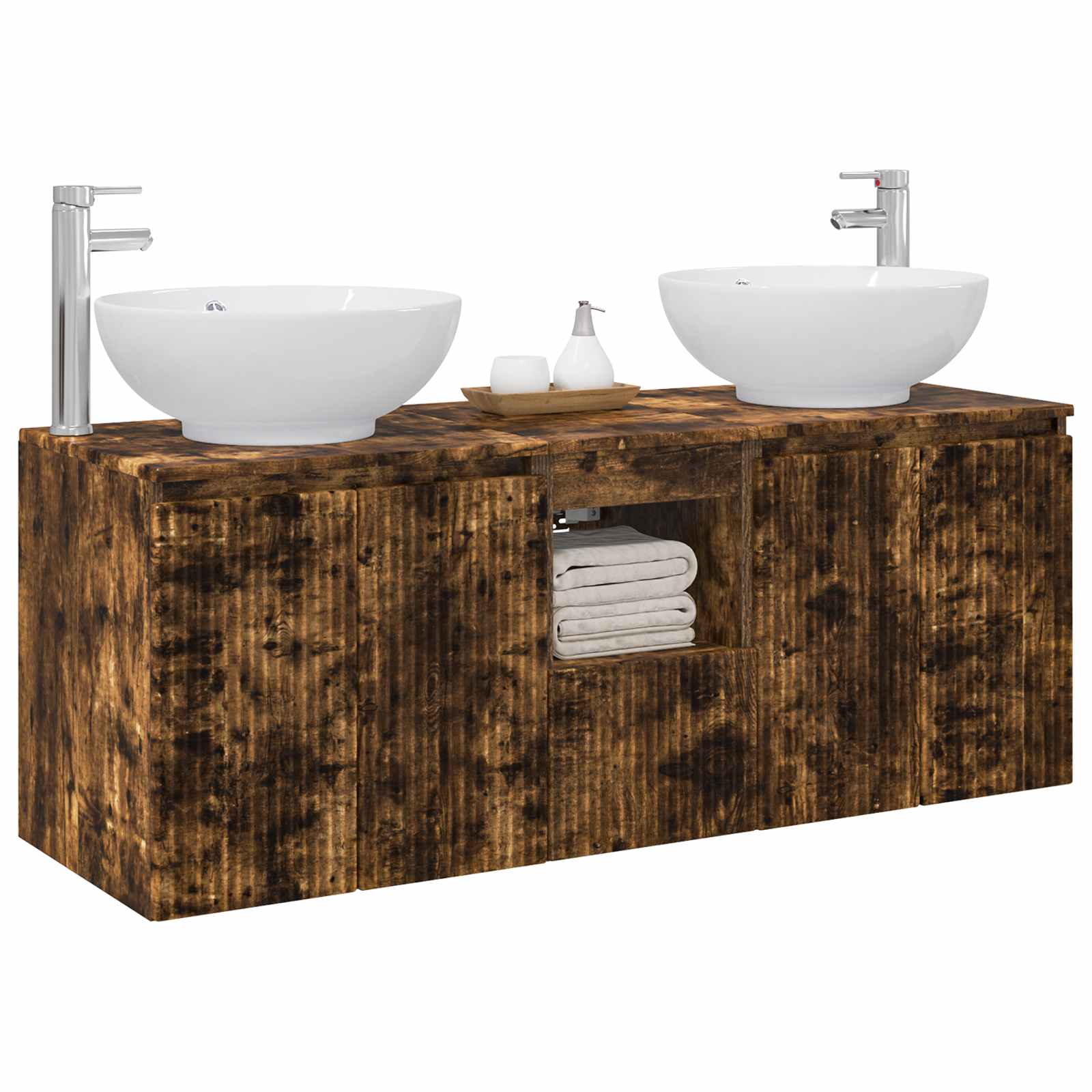 vidaXL Bathroom Cabinet Set 3 pcs Smoked Oak 49.5 x 44.5 x 65 cm 3