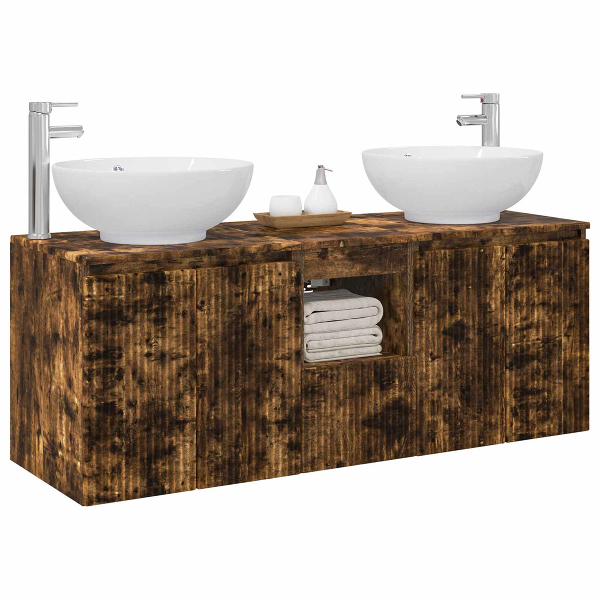 Bathroom Cabinet Set 3 pcs 129 x 44.5 x 80 cm Smoked oak