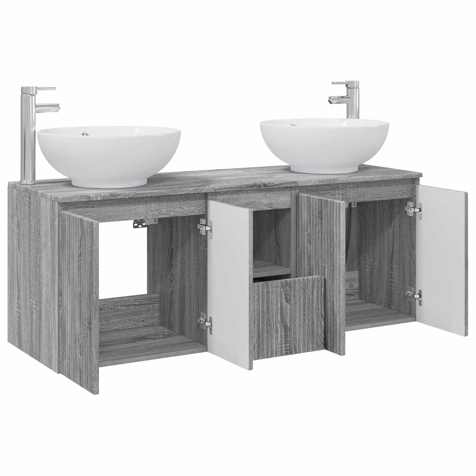 vidaXL Bathroom Cabinet Set 3 pcs Grey Sonoma 49.5 x 44.5 x 65 cm 4