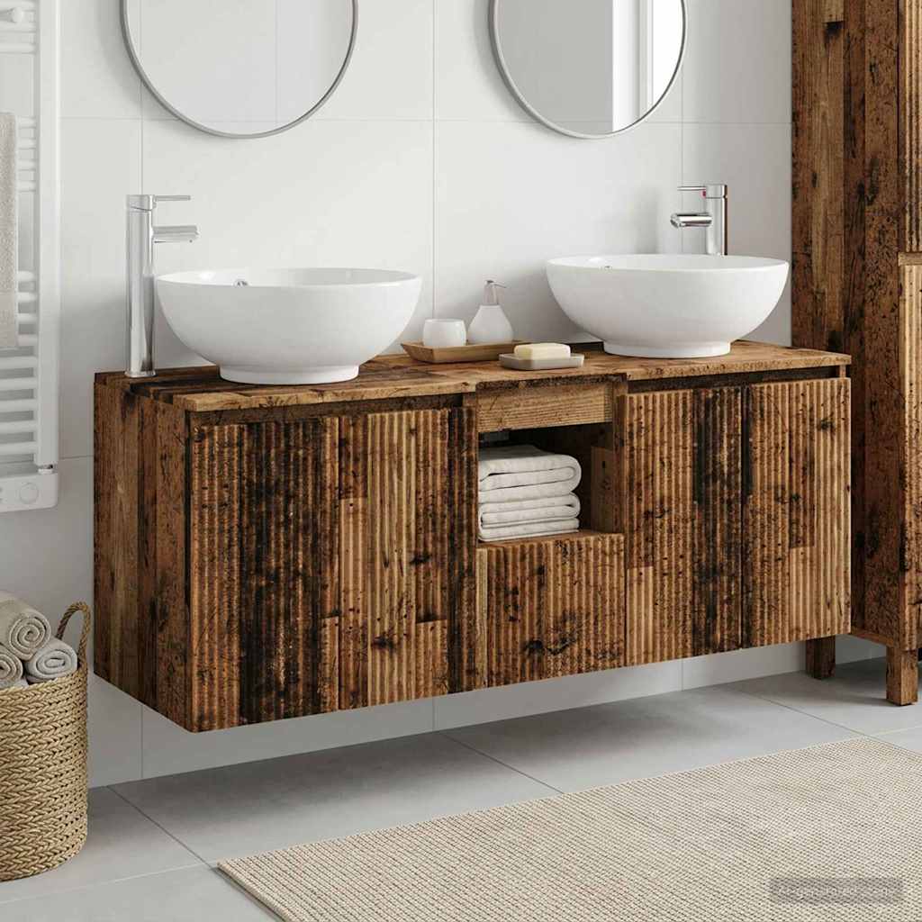 vidaXL Bathroom Cabinet Set 3 pcs Old Wood 129 x 44.5 x 80 cm 1