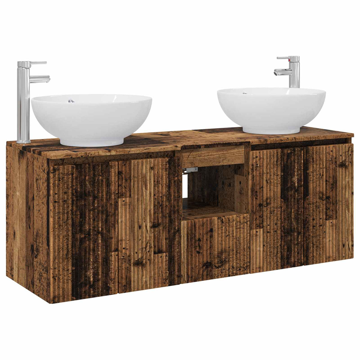 vidaXL Bathroom Cabinet Set 3 pcs Old Wood 129 x 44.5 x 80 cm 2