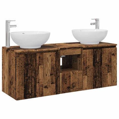 vidaXL Bathroom Cabinet Set 3 pcs Old Wood 129 x 44.5 x 80 cm 2