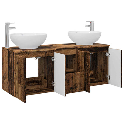 vidaXL Bathroom Cabinet Set 3 pcs Old Wood 129 x 44.5 x 80 cm 4