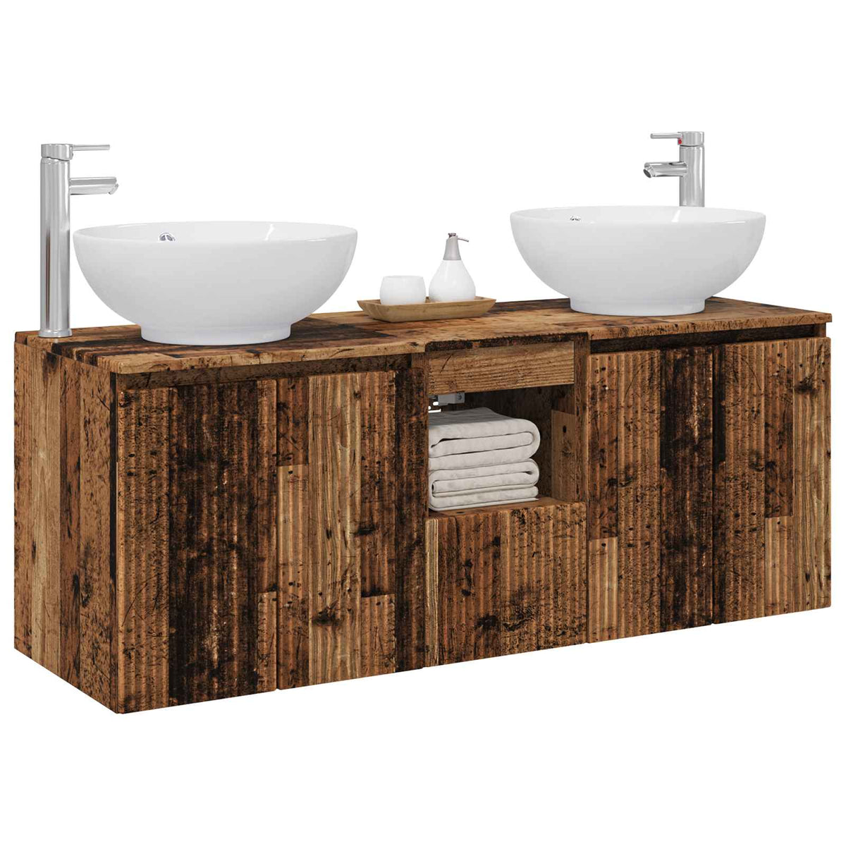 Bathroom Cabinet Set 3 pcs 129 x 44.5 x 80 cm Old wood