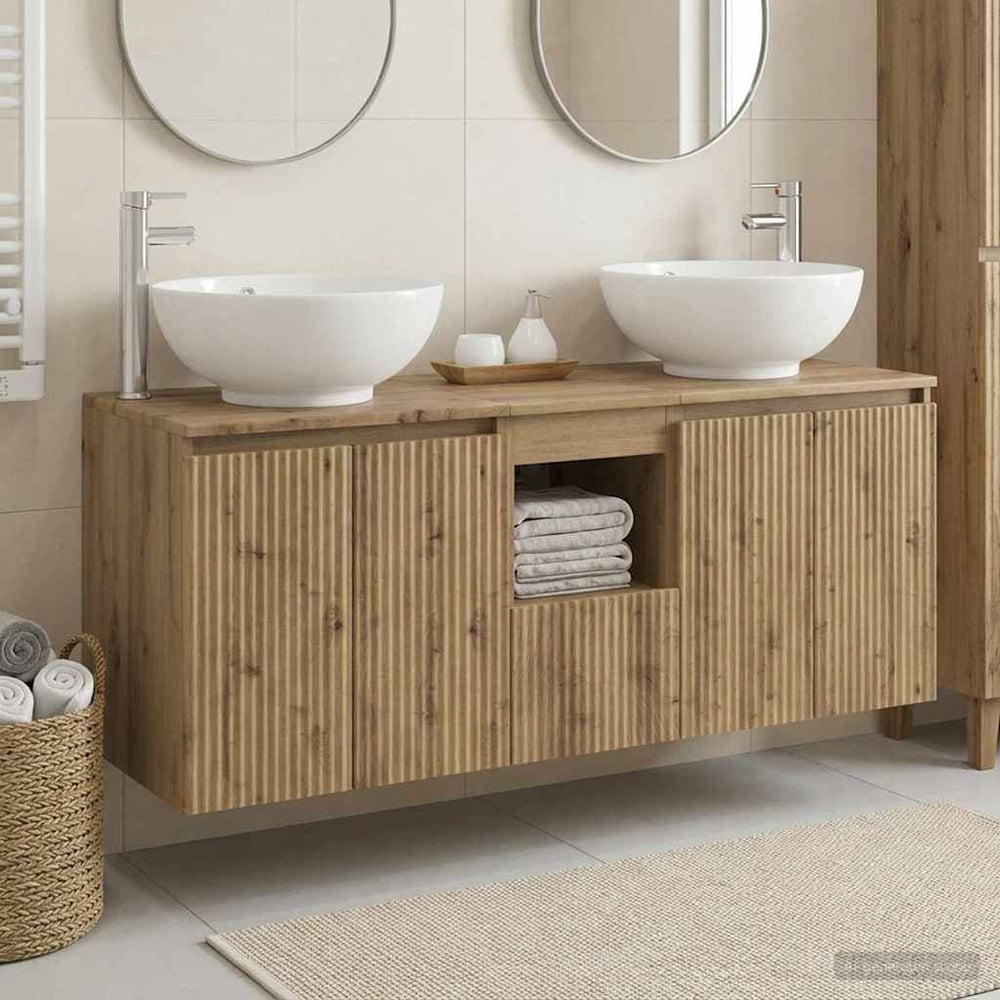 vidaXL Bathroom Cabinet Set 3 pcs Artisan Oak 129 x 44.5 x 80 cm
