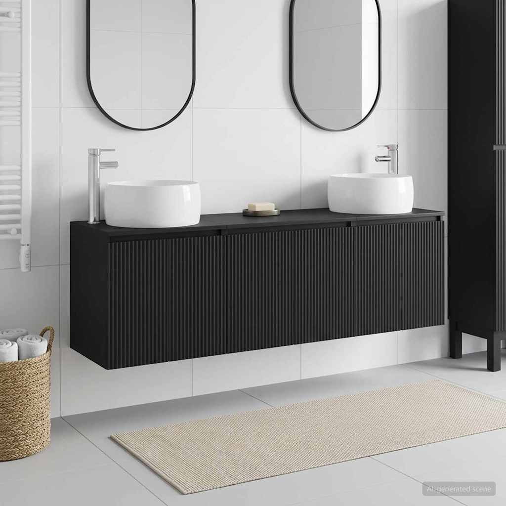 Bathroom Cabinet Set 3 pcs 161.5 x 44.5 x 80 cm Black