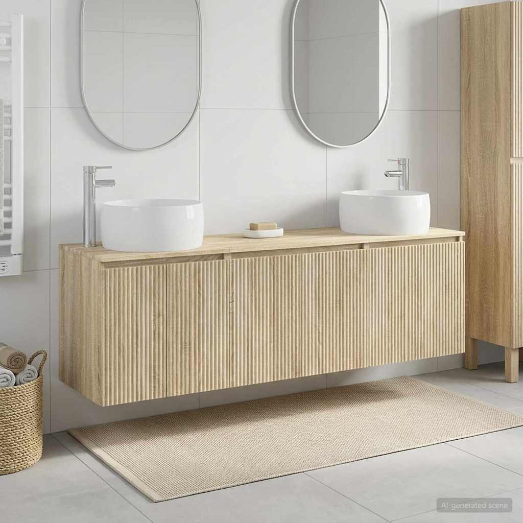 Bathroom Cabinet Set 3 pcs 161.5 x 44.5 x 80 cm Sonoma oak