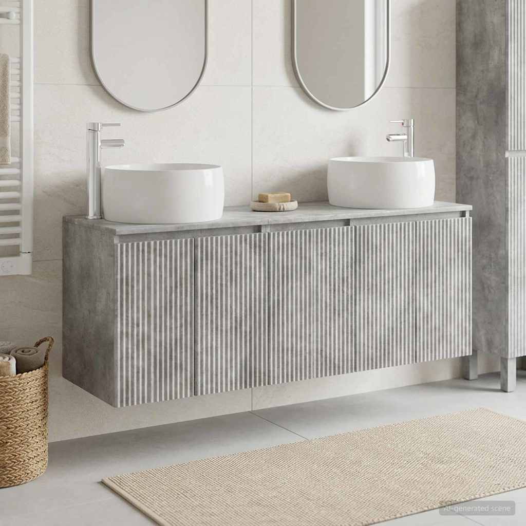 Bathroom Cabinet Set 3 pcs 161.5 x 44.5 x 80 cm Concrete grey