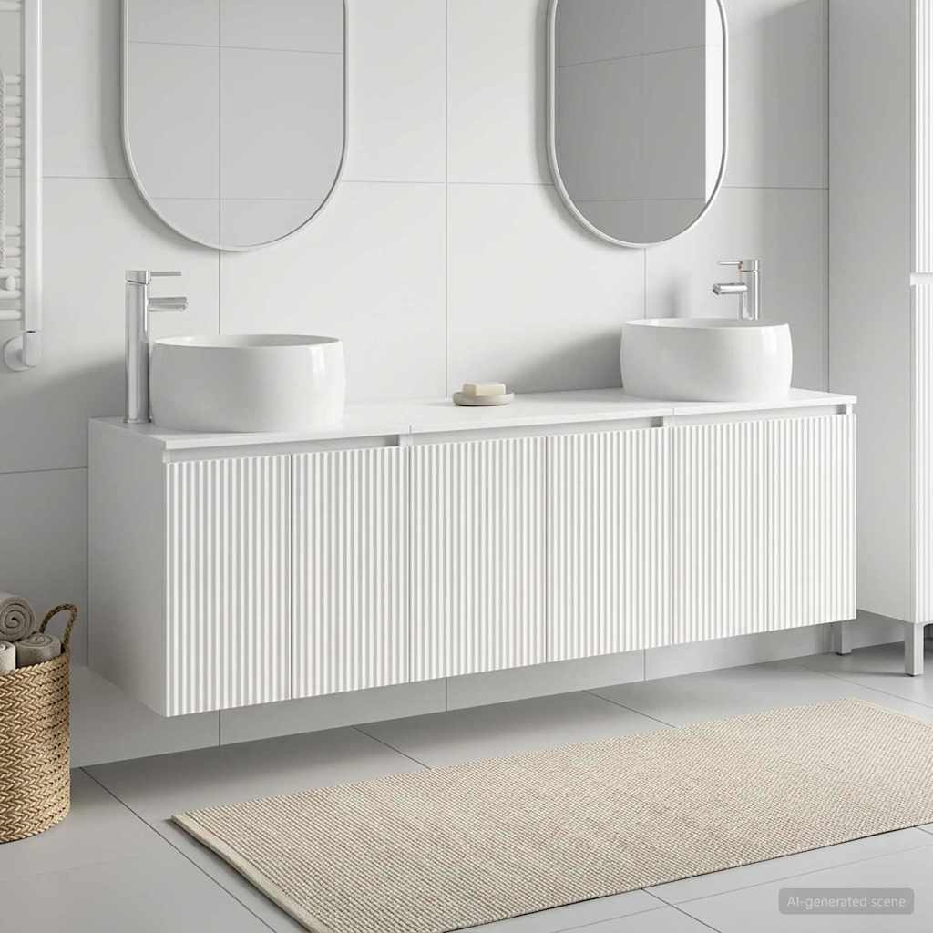 vidaXL Bathroom Cabinet Set 3 pcs High Gloss White 49.5 x 44.5 x 66 cm 1