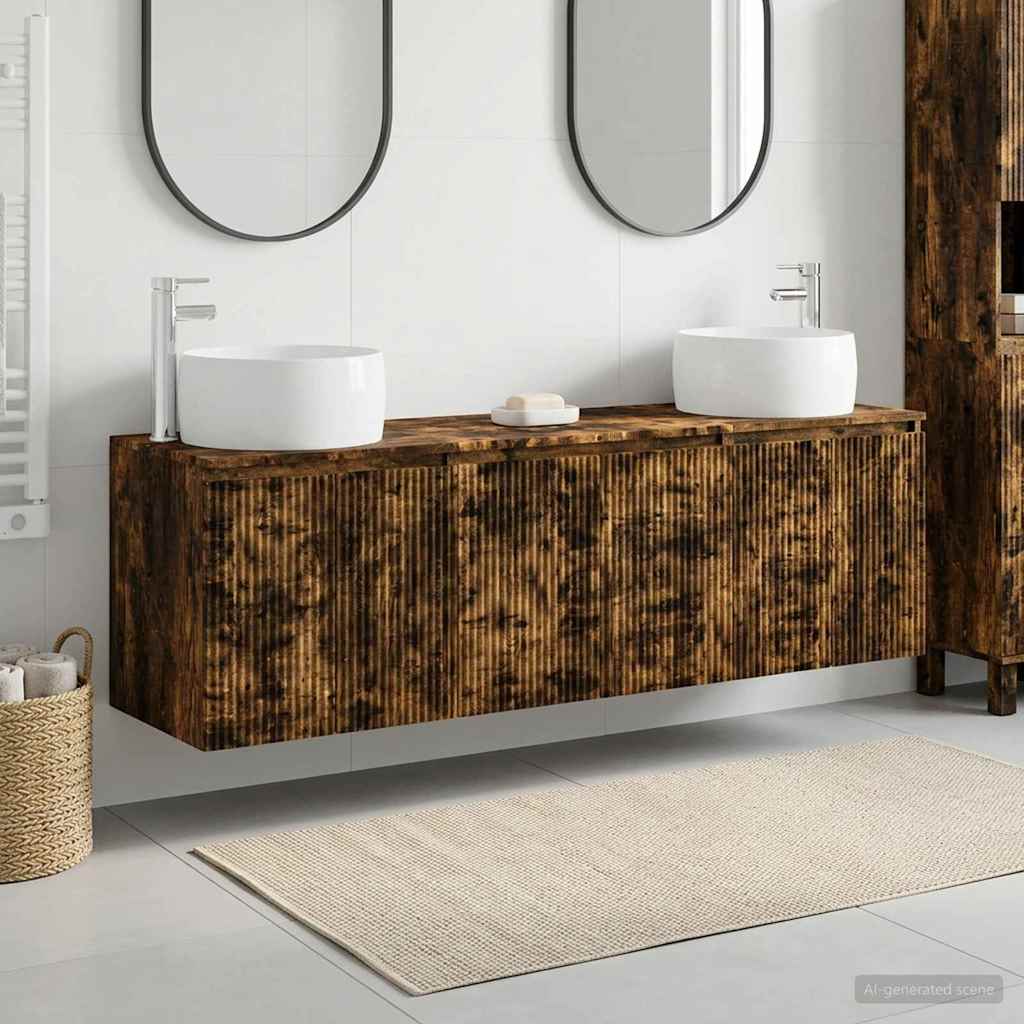 Bathroom Cabinet Set 3 pcs 161.5 x 44.5 x 80 cm Smoked oak