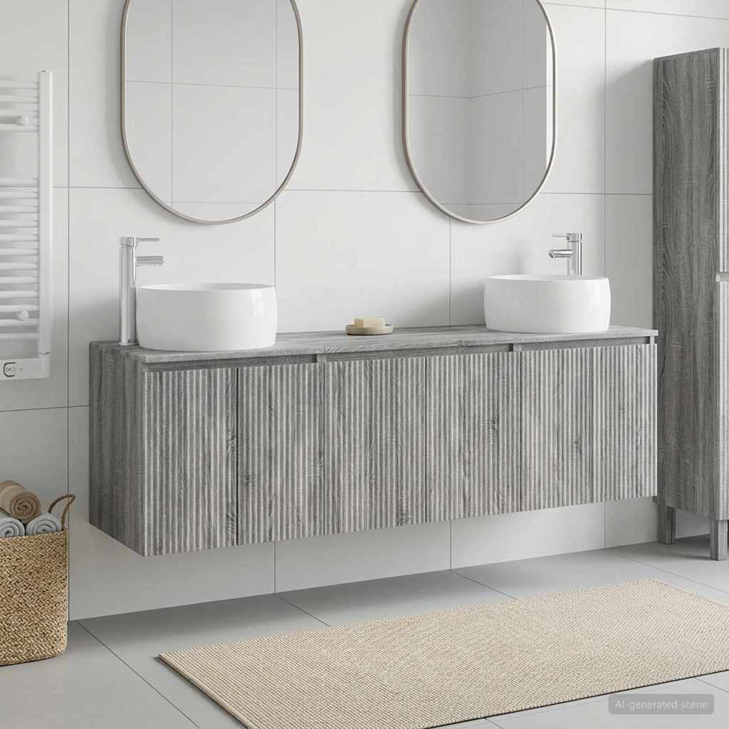 Bathroom Cabinet Set 3 pcs 161.5 x 44.5 x 80 cm Grey sonoma