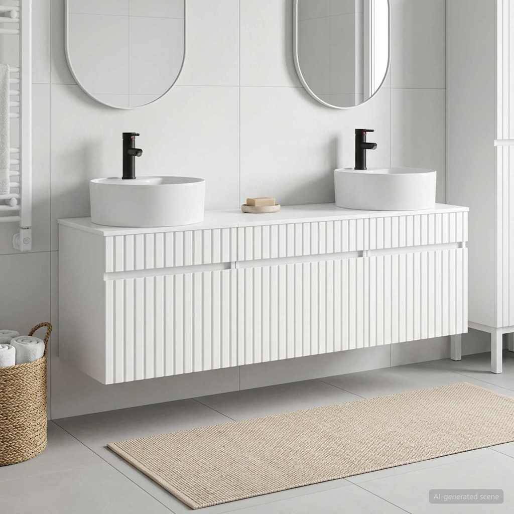 vidaXL Bathroom Cabinet Set 3 pcs High Gloss White 49 x 44.5 x 65 cm 1