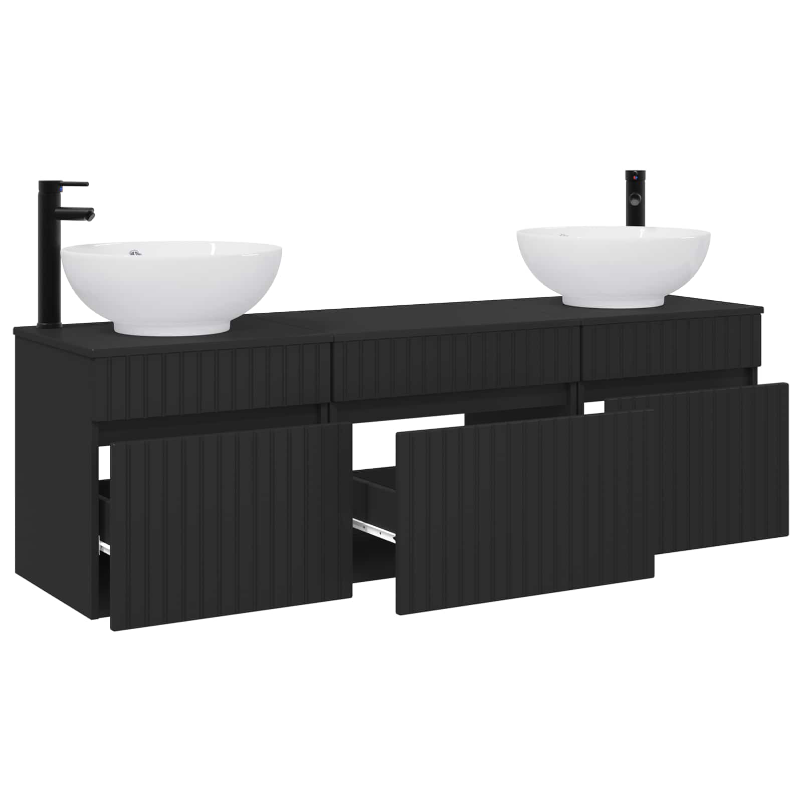 vidaXL Bathroom Cabinet Set 3 pcs Black 49 x 44.5 x 66.5 cm 3