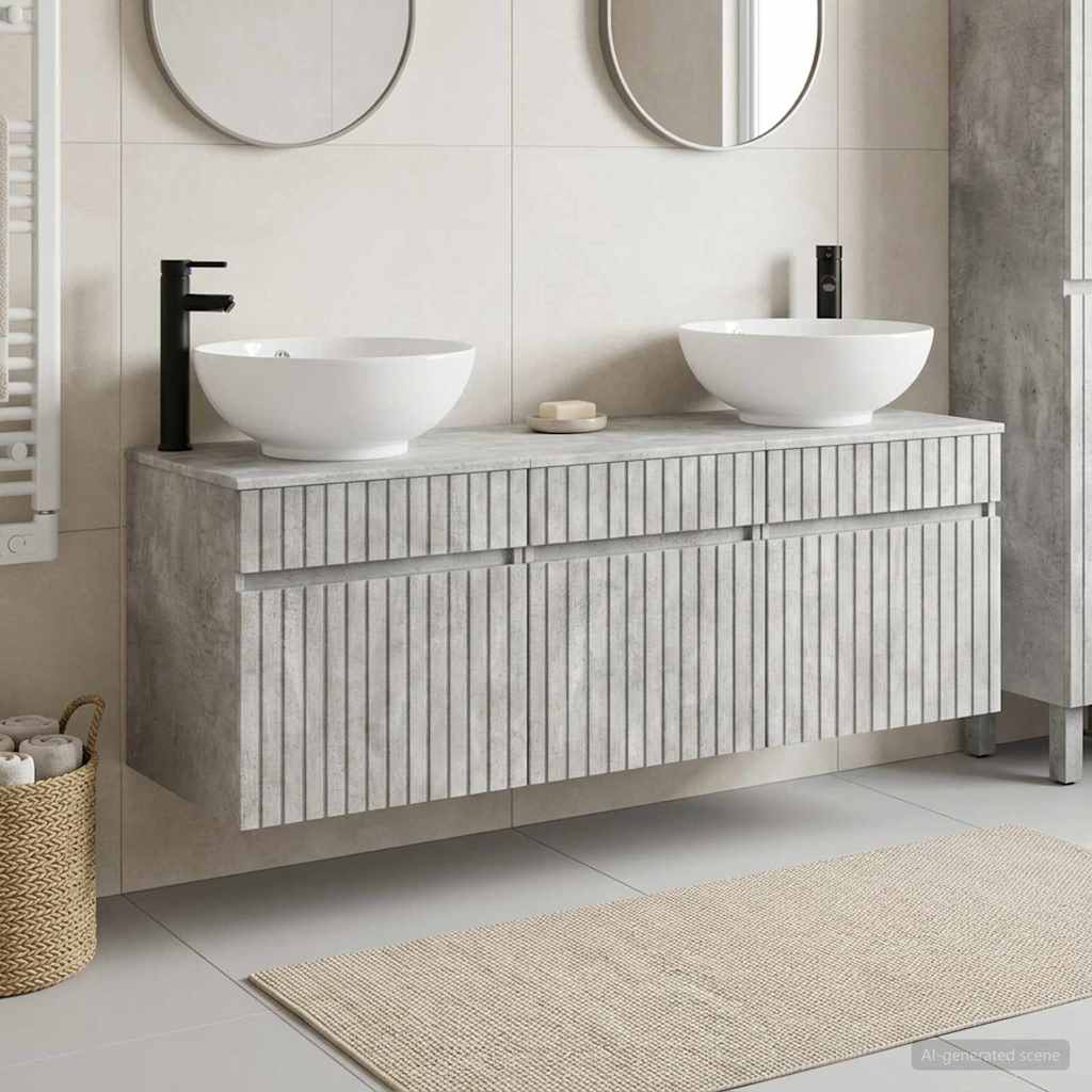 vidaXL Bathroom Cabinet Set 3 pcs Concrete Grey 49 x 44.5 x 66.5 cm 1